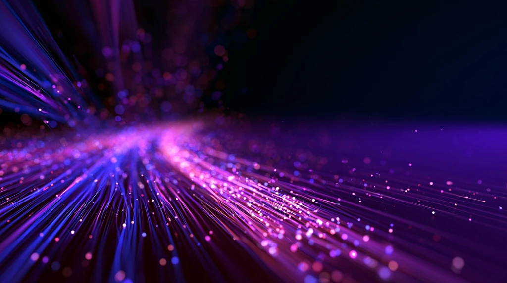 Abstract visualisation of an image travelling through a glowing content delivery network