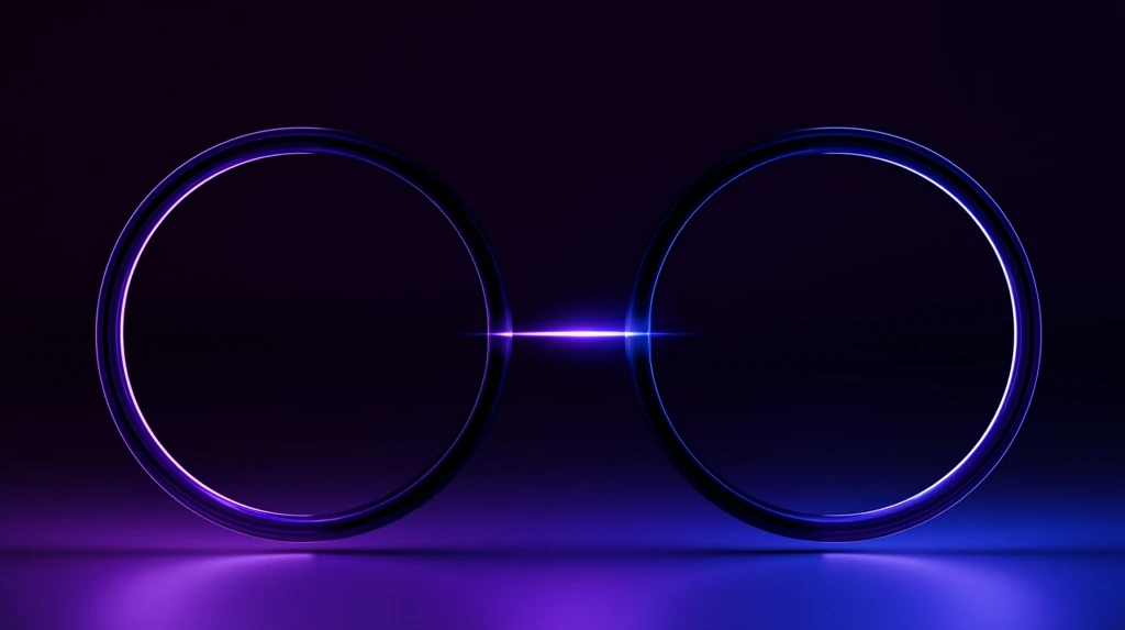 Two circular avatar frames side by side separated by a glowing divider