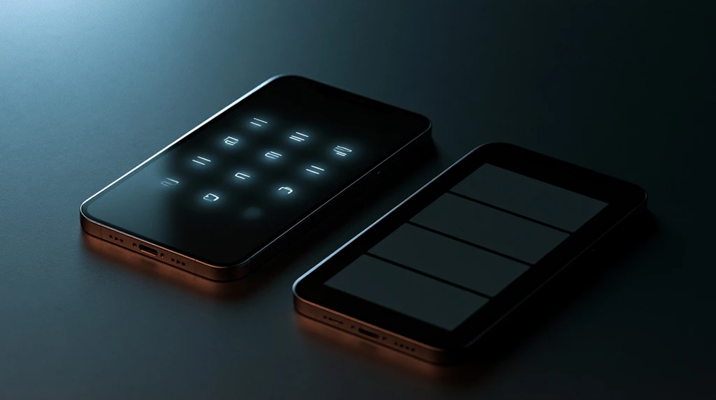 Two phones side by side, one showing crisp glyphs and the other empty placeholder boxes
